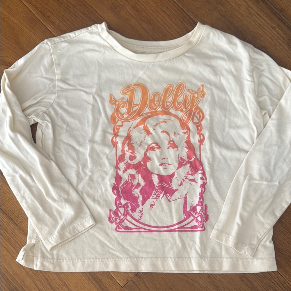 GAP Kids Cream Long Sleeve with Pink and Orange Graphic Dolly Parton